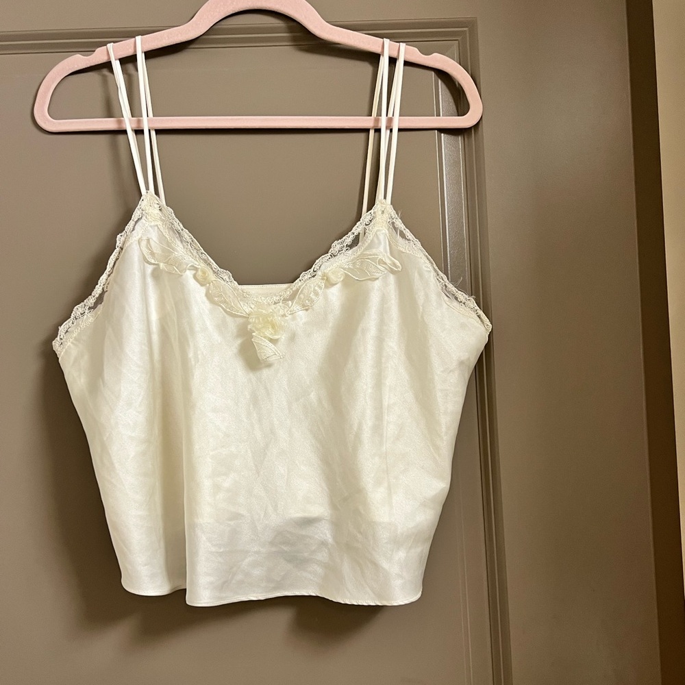 Vintage Victoria’s Secret Camisole Satin Lace Large White
